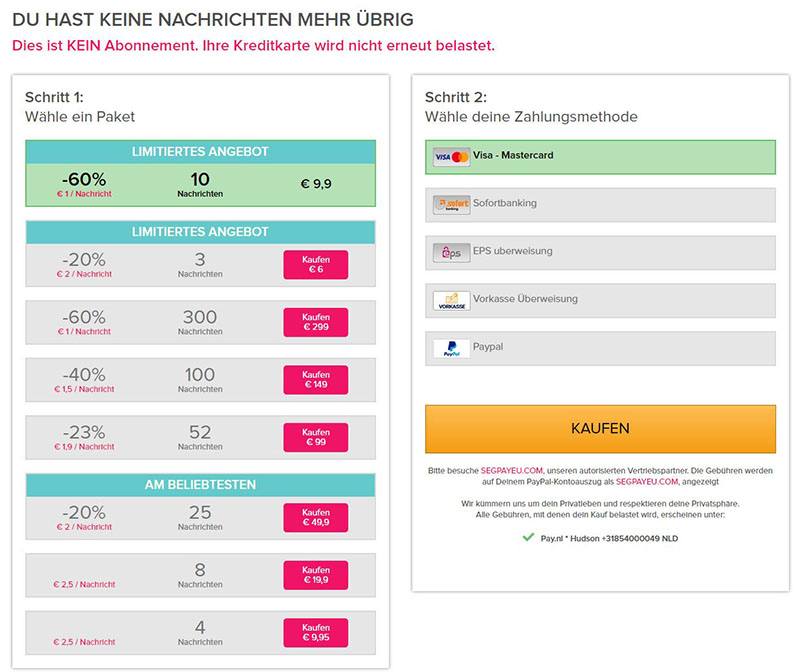 flirtstadt.com: Preis / Kosten und Zahlungsmethoden (Wieviel kostet Flirt Stadt? / Ist Flirt Stadt kostenlos?)